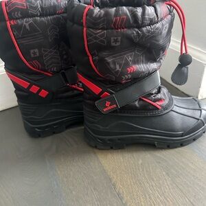 Boys Black and Red Winter Boots